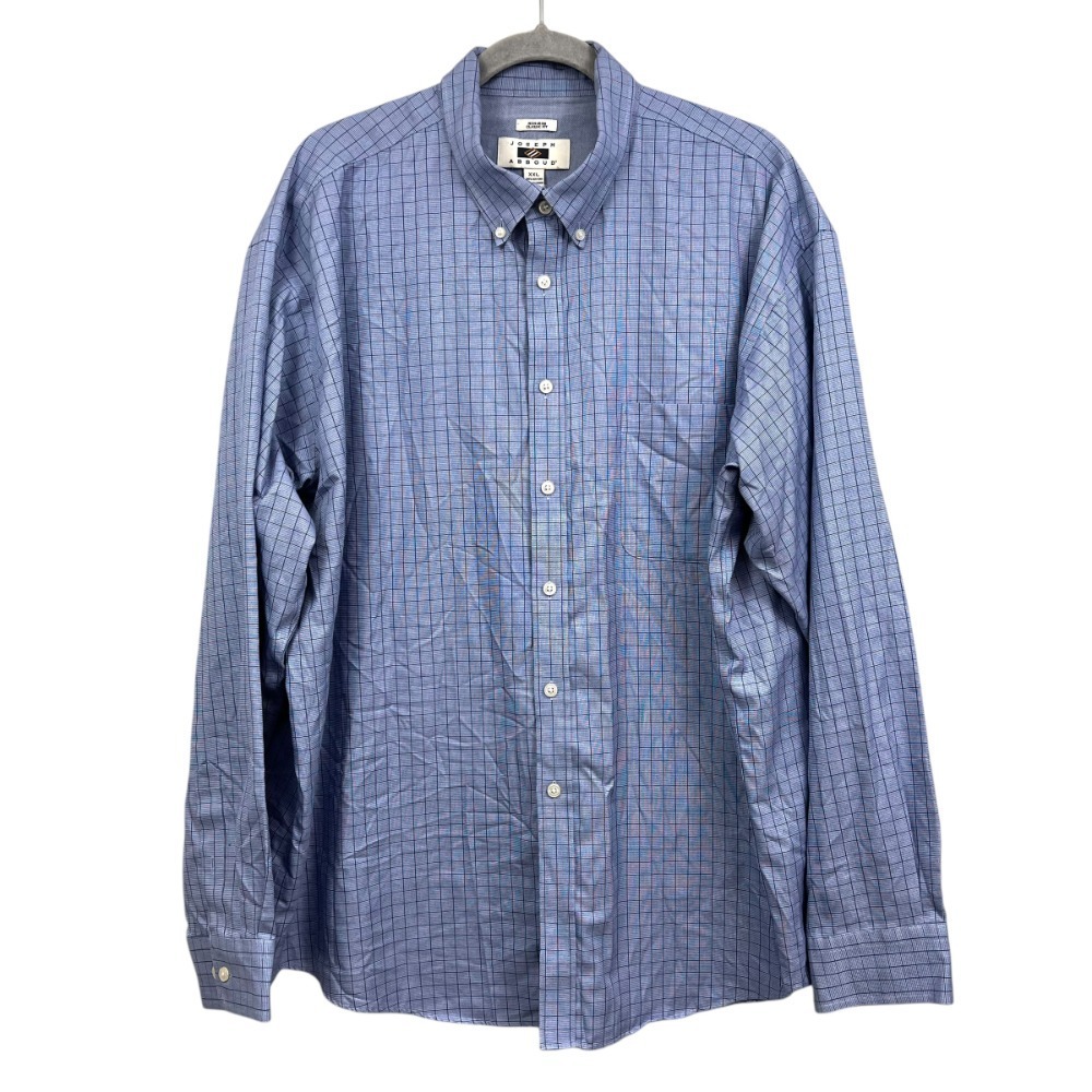 Joseph Abboud Mens Classic Fit Shirt Plaid Button Down Non Iron Blue Size XXL*